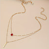 Minimalist Teardrop Cubic Zirconia Inlaid Long-Bar Double-Layer Chain Necklace