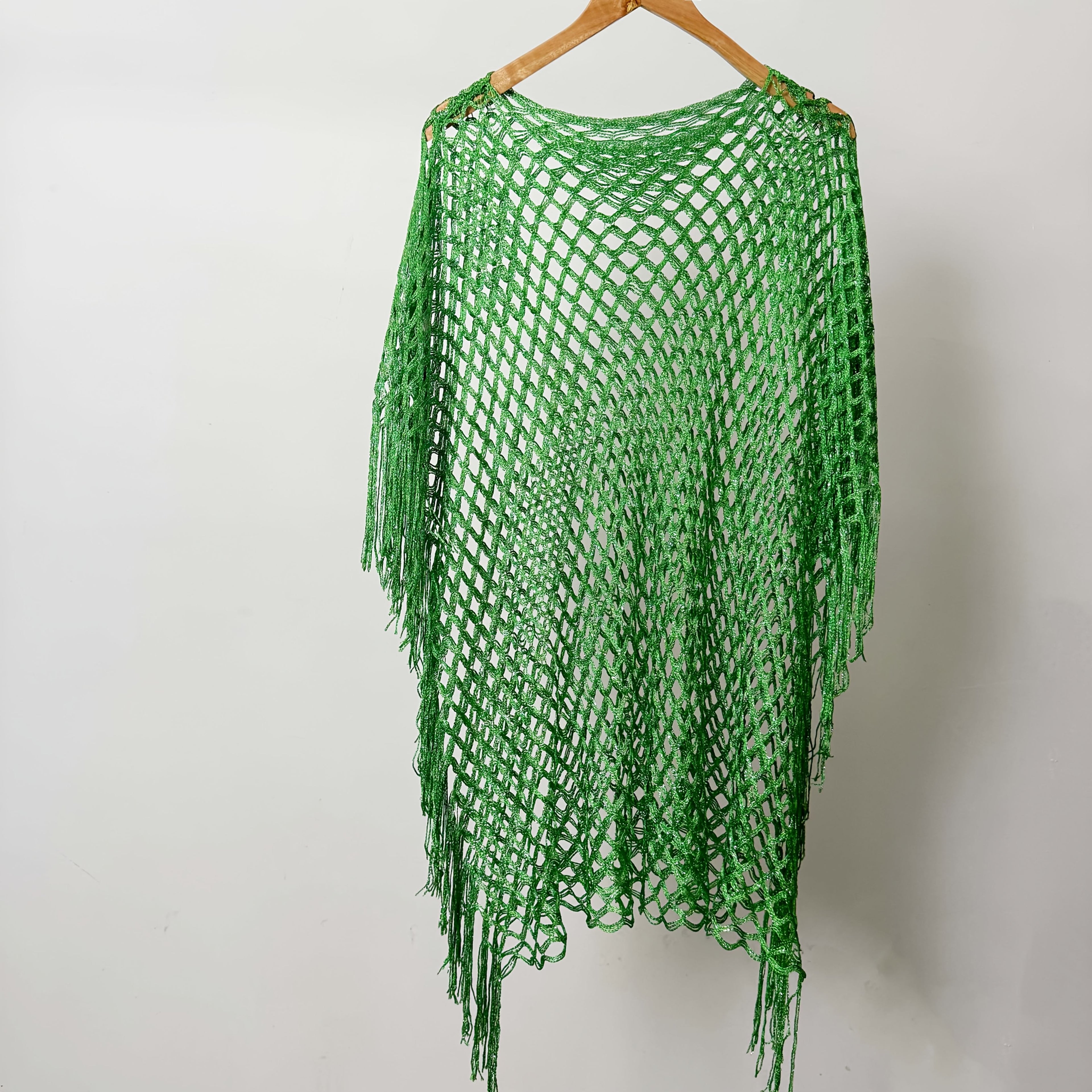 Polyester Yarn-Dyed Women's Fashion Shawl, Lightweight Travel Wrap, Sun-Proof, Machine Washable, Hollow Metallic Luster