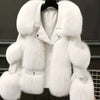 SCACTO Women's Faux Fur Jacket with Leather Accents - Long Sleeve Casual Coat
