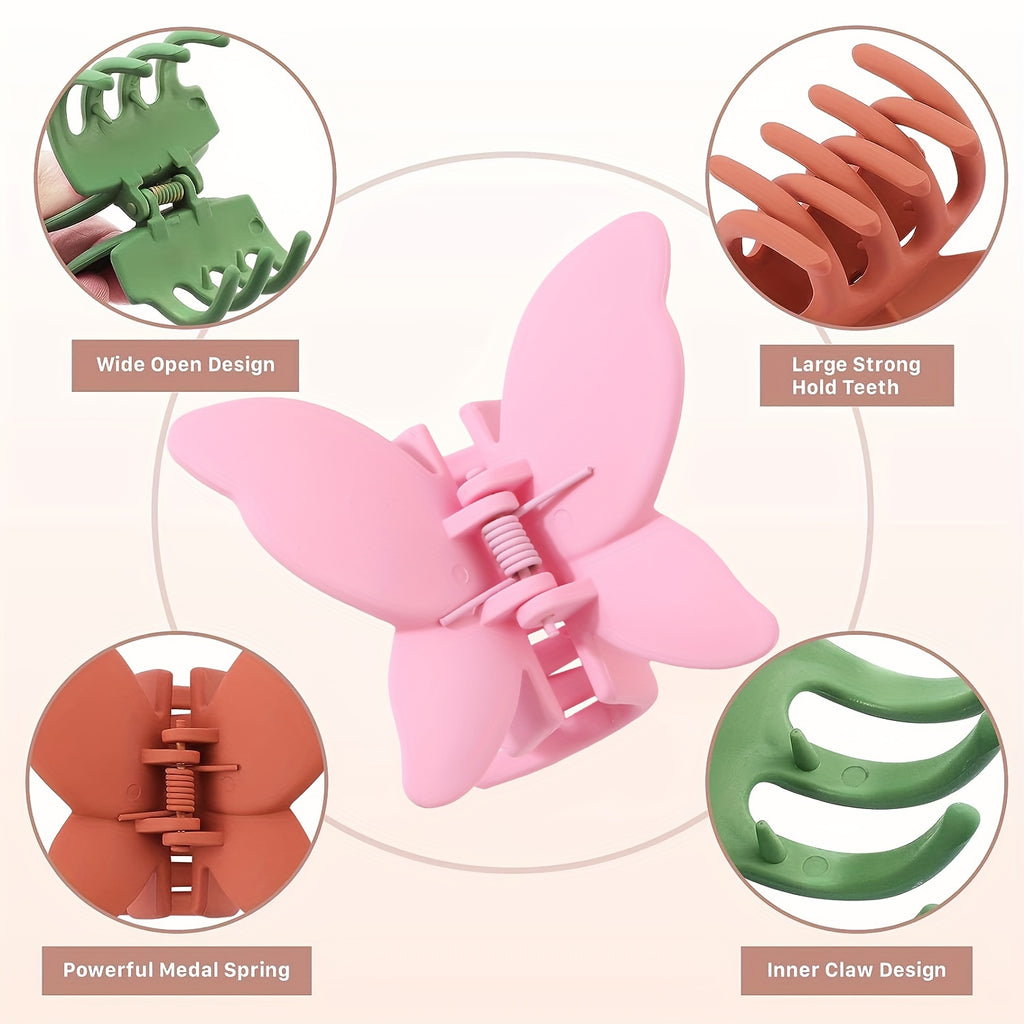 Butterfly Hair Clip Matte Jaw Hair Claw - Strong Hold for Thin to Thick Hair, Women & Girls