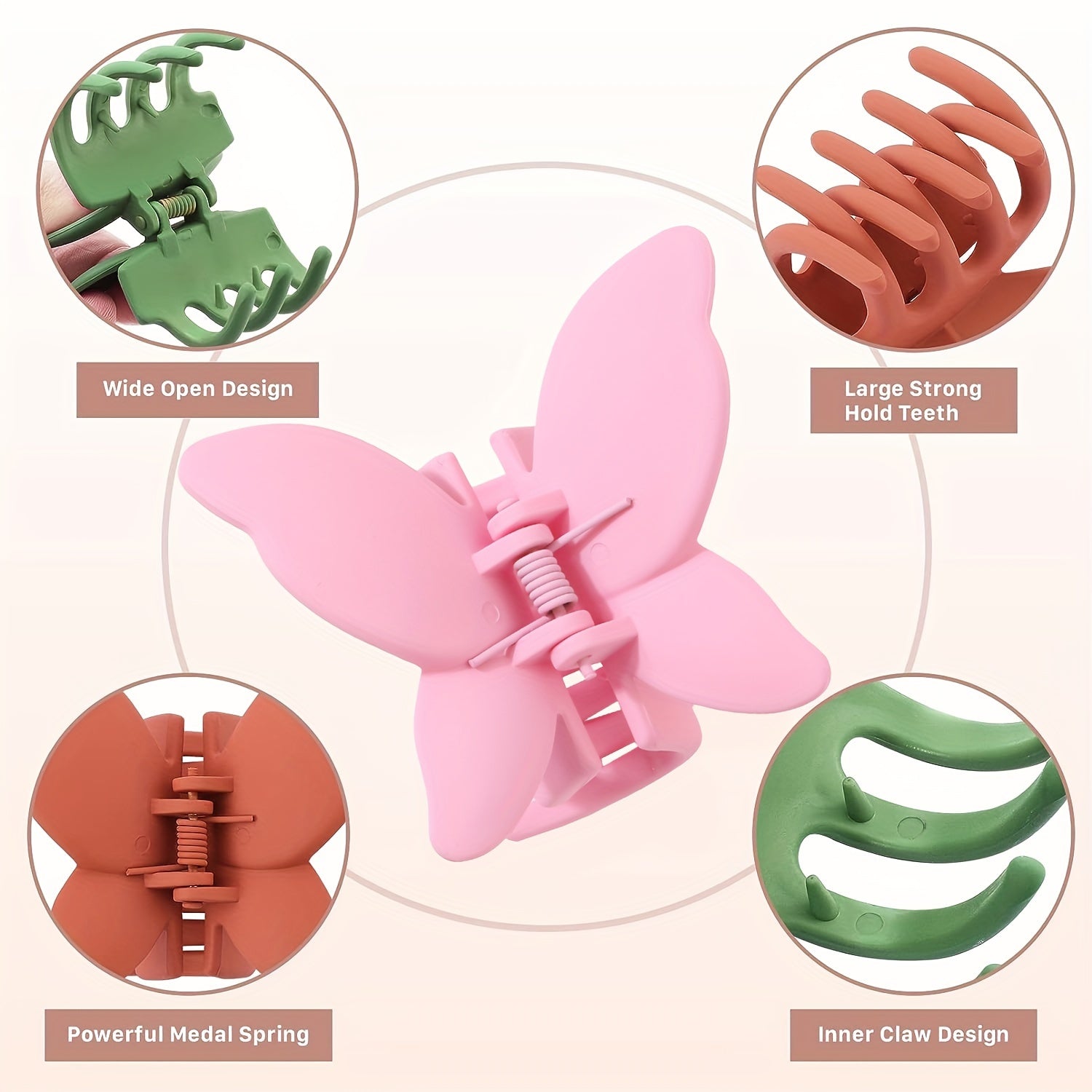 Butterfly Hair Clip Matte Jaw Hair Claw - Strong Hold for Thin to Thick Hair, Women & Girls