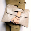 Vintage-Inspired Envelope Clutch with Wristlet — Large Capacity PU Handbag for Women, Zippered Party & Wedding Bag