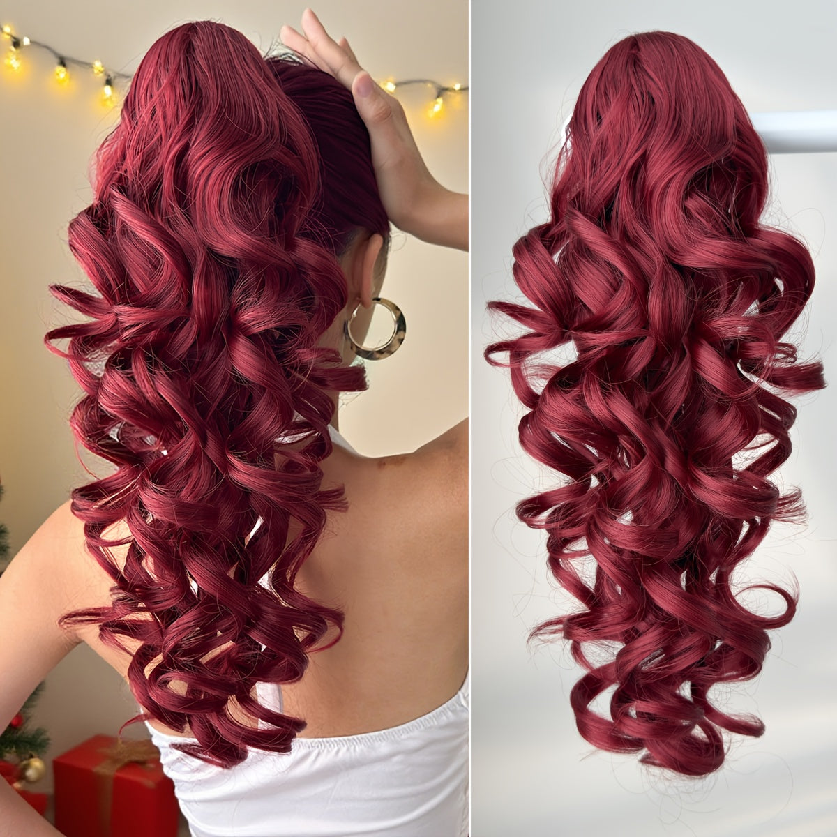 YUSULAXI 20-inch (50 cm) Claw Ponytail Extension - Heat-Resistant Synthetic Natural-Look Hair with Secure Claw Clip, Brown/Blonde/Red/Gray/White