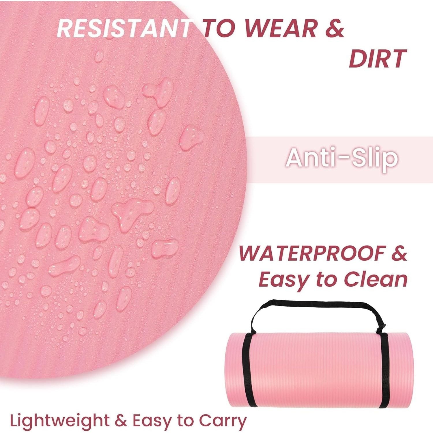 BalanceFrom 1" (25 mm) Extra Thick Yoga Mat - 71 in x 24 in (180 x 61 cm) High-Density Non-Slip Pilates & Exercise Mat with Carry Strap