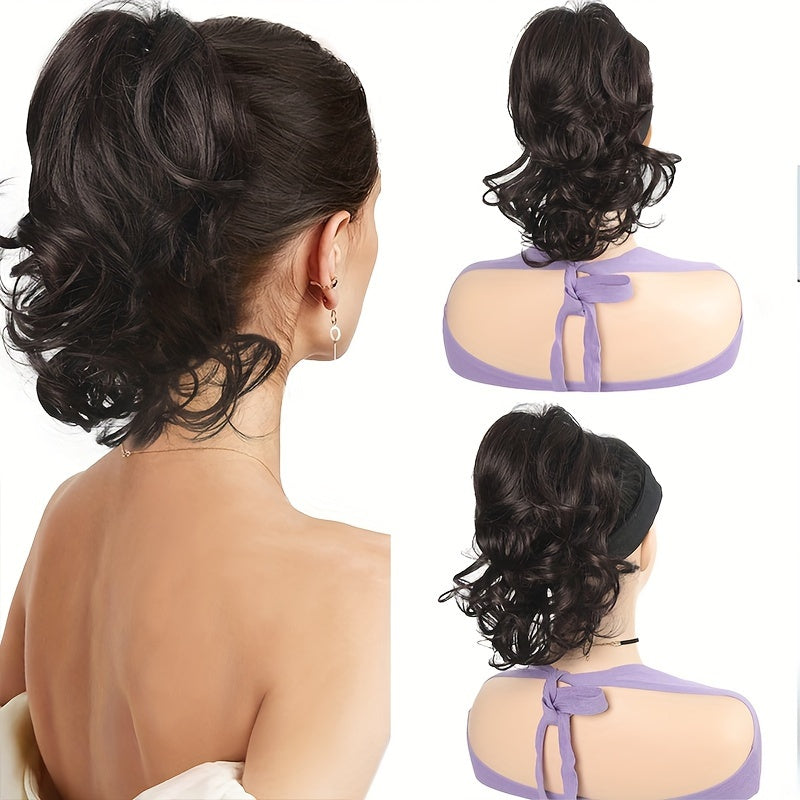 Curly Wave Clip-In Ponytail Hair Extension for Women - Synthetic High-Temperature Fiber Clip-On Hairpiece