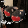 Unisex Bat-Shaped Winter Slippers for Women & Men – Cozy Indoor/Outdoor Warm Fabric with PVC Non-Slip Sole