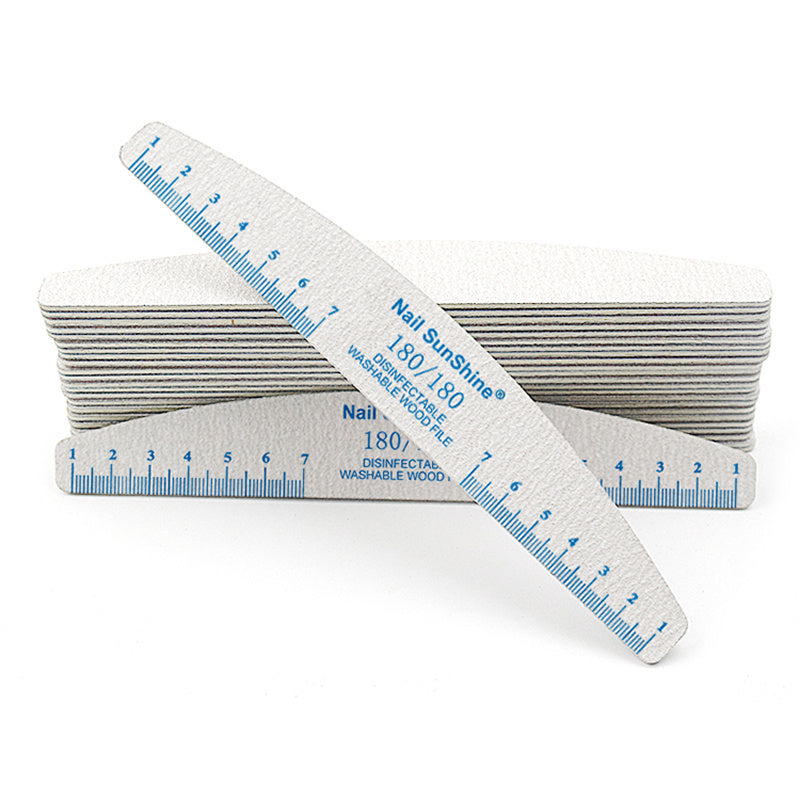 10-Pack Half-Moon Nail Files & Buffers – 80/100/150/180/240 Grit – Birch Wood Sandpaper for Manicure & Pedicure