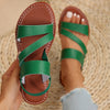 Women's Casual Flat Sandals - Brown Open Toe TPR Sole Comfortable Beach & Home Slides