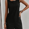 Women's Backless Square Neck Sleeveless Jumpsuit - Stretch Polyester Breathable Summer Casual for Beach, Office & Party