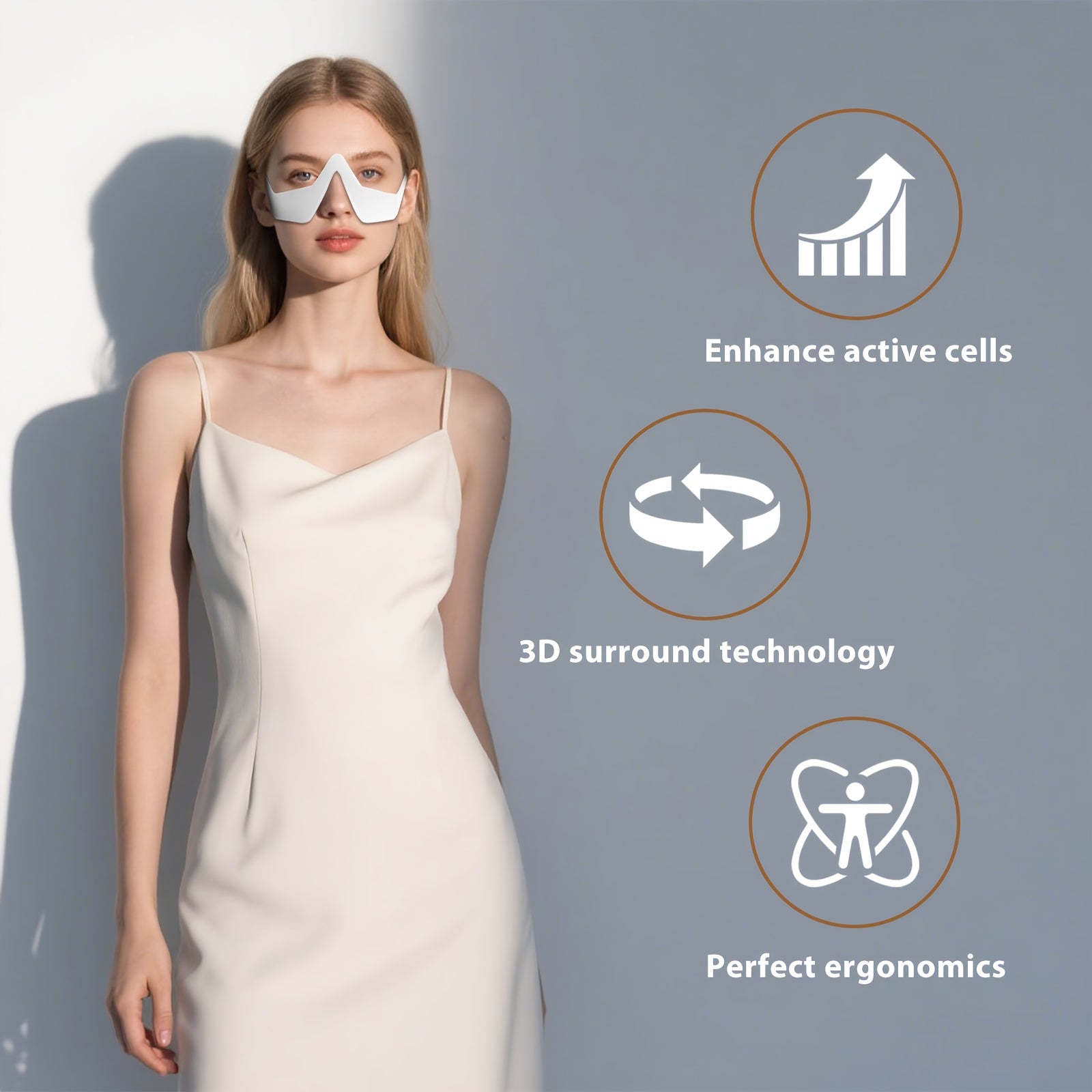 LED 3D Red Light Eye Massager – USB Rechargeable Eye Therapy Device for Dark Circles & Puffiness, 4 Massage Modes, 3 Intensity Levels, Portable