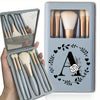 Portable Professional Makeup Brush Set with Mirror, Soft Fluffy Travel Brushes and 26-Letter Initial Garland Gift