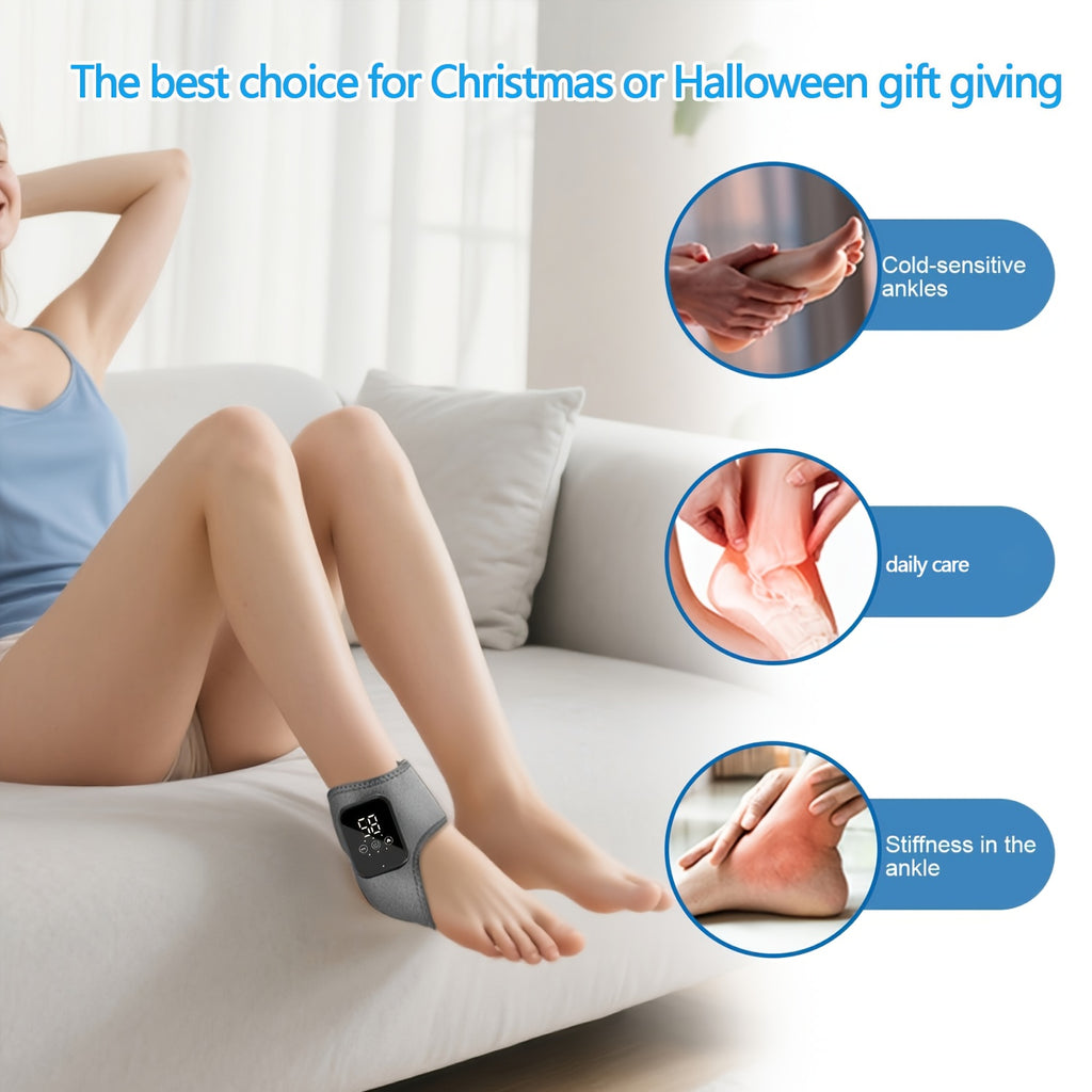 Wireless Heated Foot & Ankle Massager — 3 Vibration & 3 Heat Modes, USB Rechargeable, LCD Display, Portable
