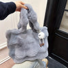 Faux Fur Hobo Bag for Women — Plush Shoulder Bag with Magnetic Closure & Leather Lining (White, Pink, Khaki, Grey)
