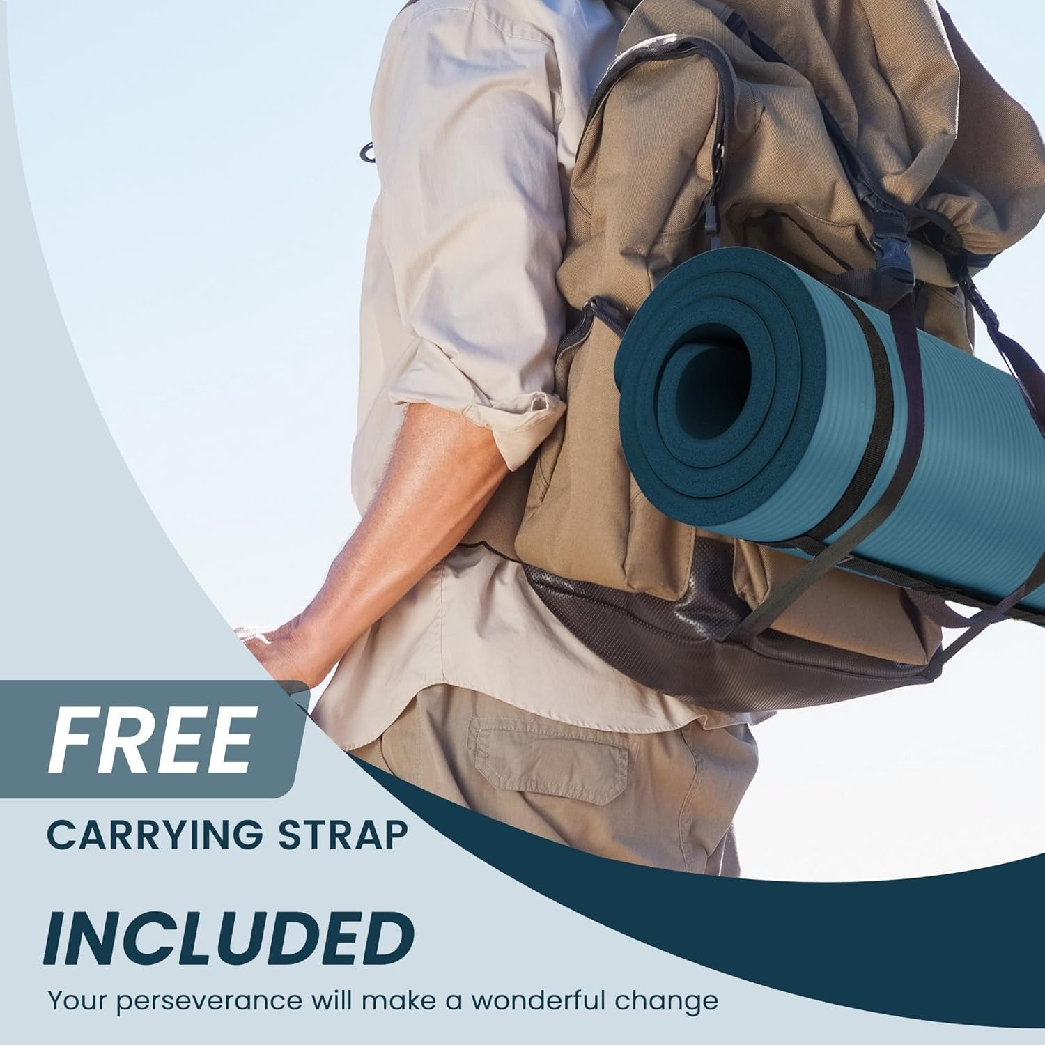 BalanceFrom 1" (25 mm) Extra Thick Yoga Mat - 71 in x 24 in (180 x 61 cm) High-Density Non-Slip Pilates & Exercise Mat with Carry Strap