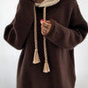 Plus Size Women's Hooded Sweater - Semi-Sheer Tassel Pullover, Machine Washable Long Sleeve Fall/Winter Top
