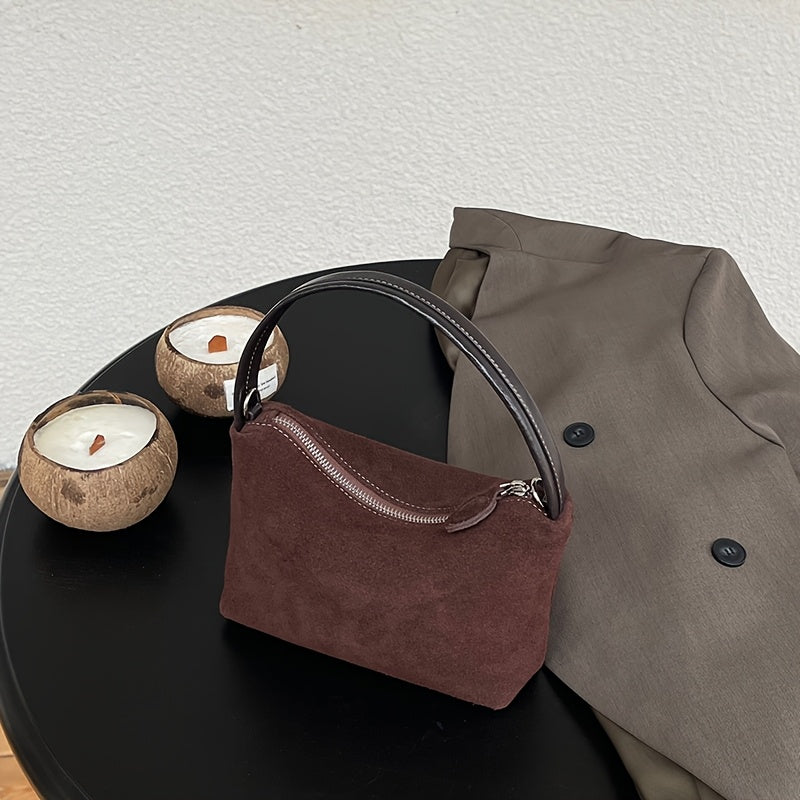 Vintage-Inspired Women's Baguette Shoulder Bag - Matte Split Leather Underarm Purse with Adjustable Strap (Burgundy, Coffee, Light Brown)