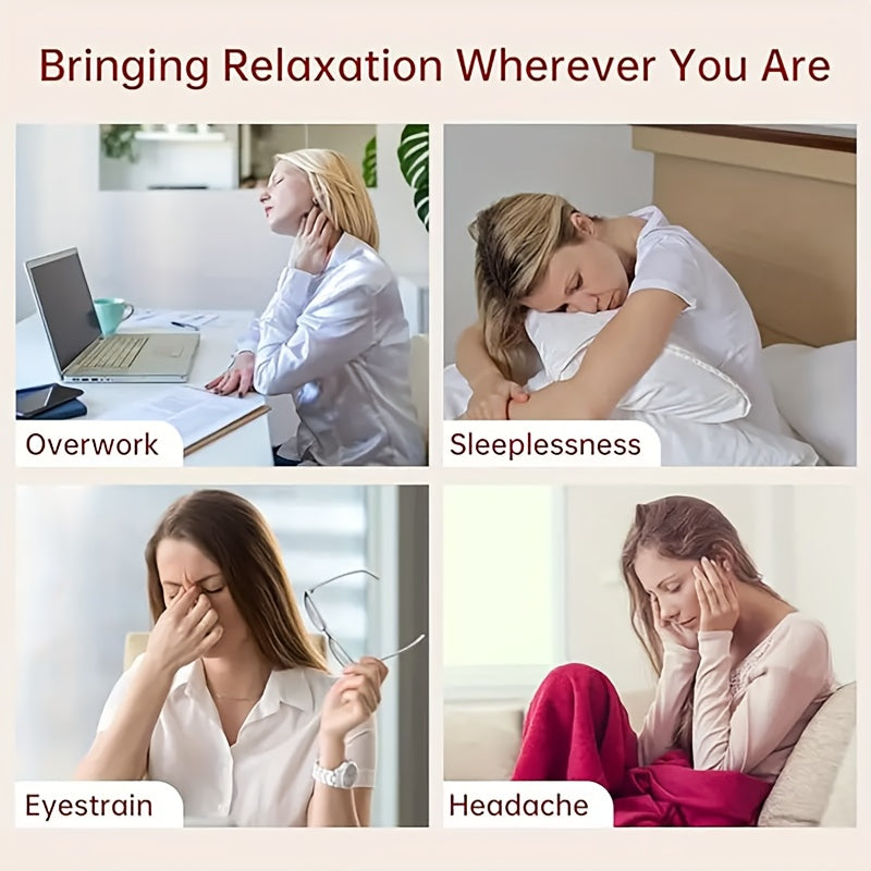 Portable Electric Head & Scalp Massager with 6-Zone Airbag Compression, Heating and Kneading — Rechargeable Head and Eye Massager