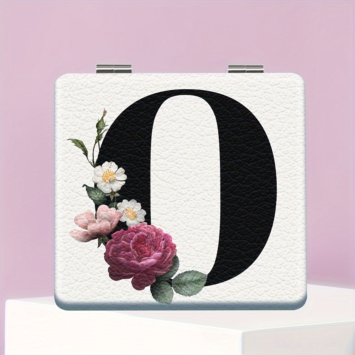 Alphabet Folding Handheld Makeup Mirror for Women & Girls - Floral & Heart Cutout Portable Vanity Mirror A-Z