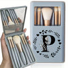 Portable Professional Makeup Brush Set with Mirror, Soft Fluffy Travel Brushes and 26-Letter Initial Garland Gift