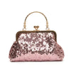 Golden Sequin Evening Clutch for Women - PU Chain Strap Party Purse for Weddings & Formal Events