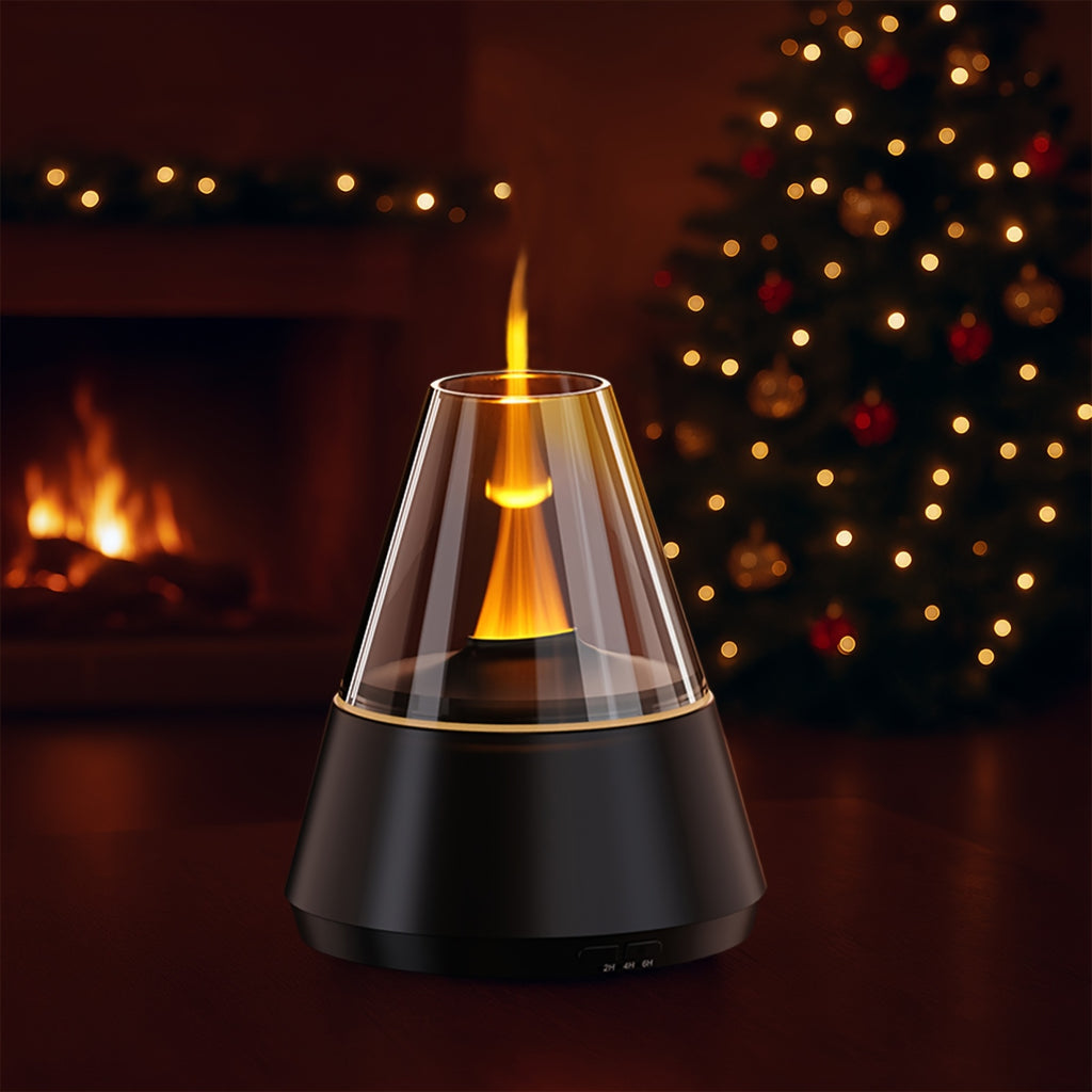 Real Flame Effect Aromatherapy Diffuser & Humidifier - USB Essential Oil Diffuser with 7 LED Colors, Ultra-Quiet, 120ml Tank, Auto Shut-Off, Timer