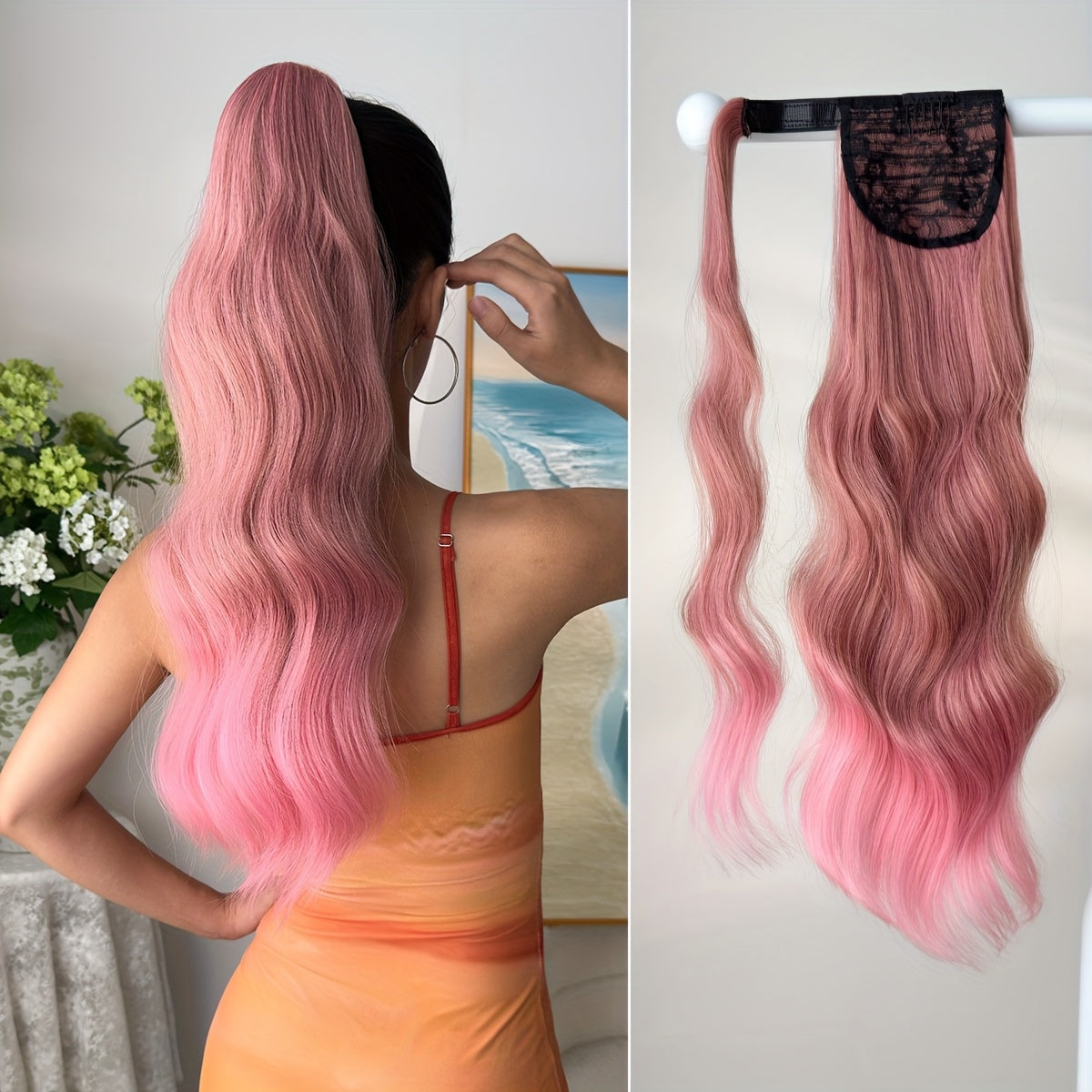 24-inch (61 cm) Body Wave Clip-In Ponytail Extension - Heat-Resistant Synthetic Hairpiece, Easy Secure Clip for Women & Girls