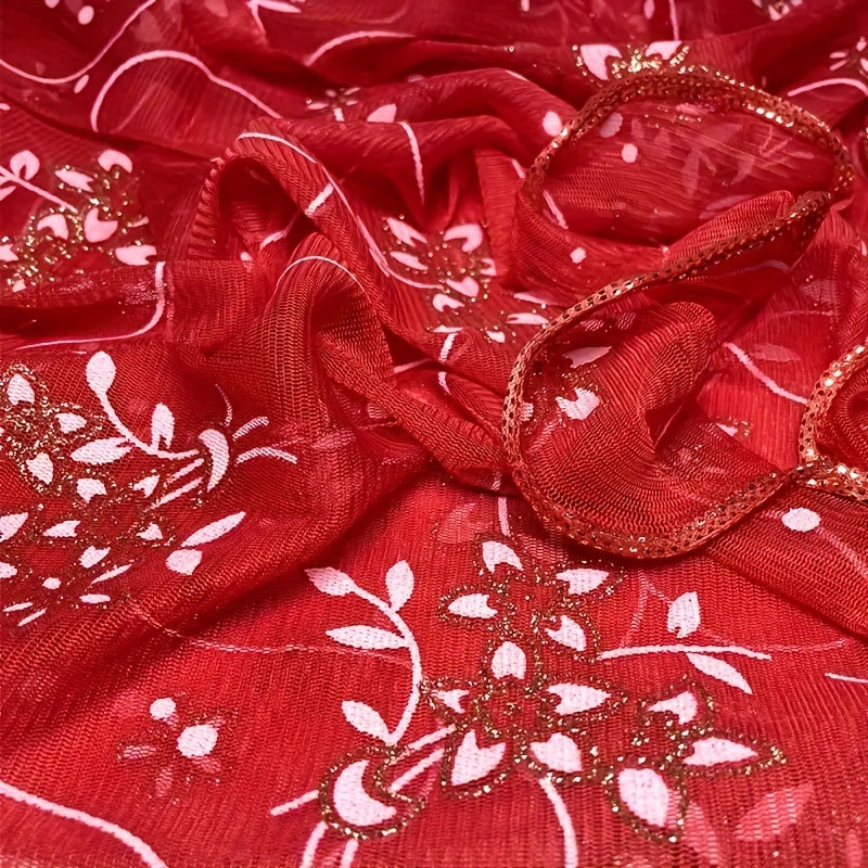 Floral Embroidered Scarf – Breathable, Windproof Boho Shawl & Sunproof Travel Wrap