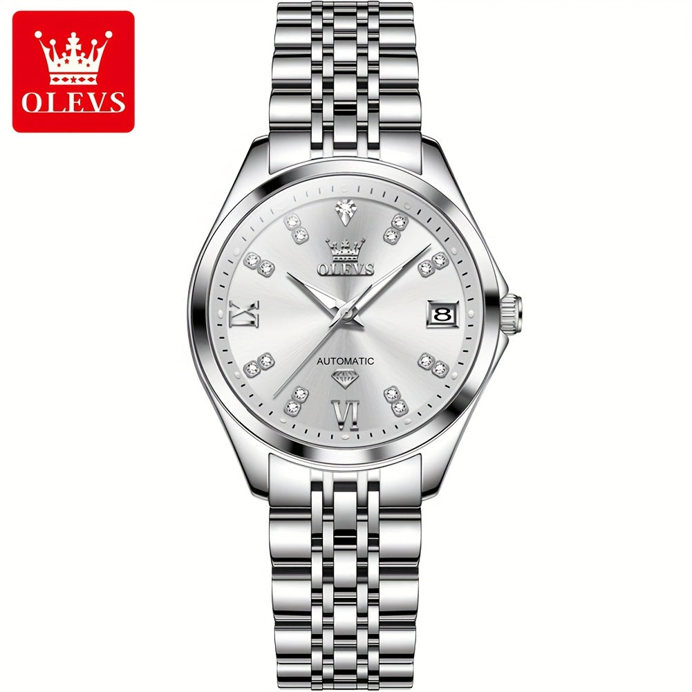 OLEVS Stainless Steel Automatic Mechanical Women's Watch Luminous Classic Luxury Wristwatch