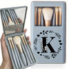 Portable Professional Makeup Brush Set with Mirror, Soft Fluffy Travel Brushes and 26-Letter Initial Garland Gift