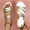 Women's Braided Flat Strappy Sandals – Casual Slip-On Open Toe Sandals with Faux Upper & PU Sole, Black