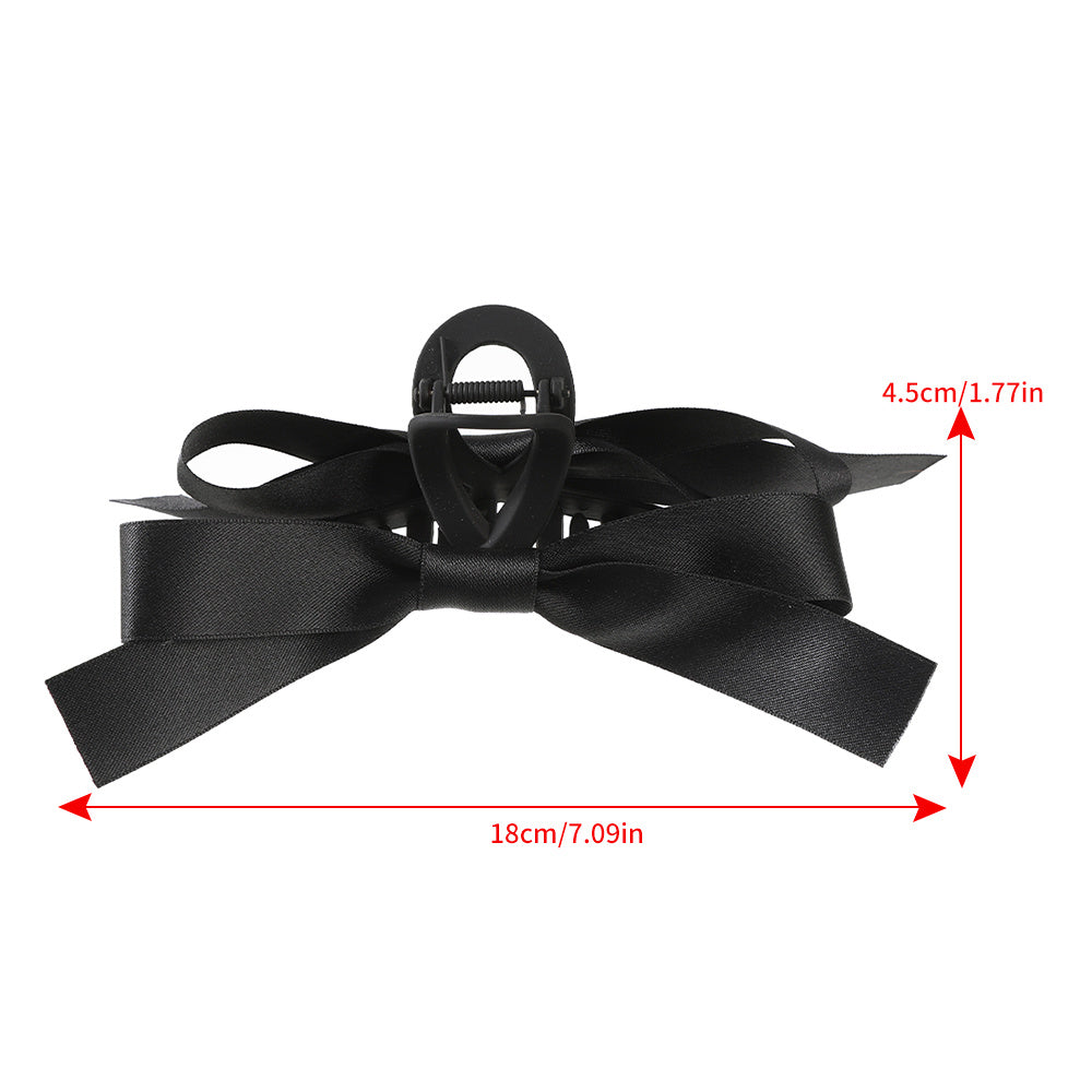 Large Black Bow Hair Claw Clip for Women, Elegant Minimalist Hair Accessory for Ponytails Buns Braids, Secure Hold