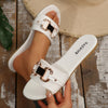 Women's Slip-On Strappy Sandals — Round Toe Low Flat Heel for Casual Indoor & Outdoor Wear