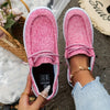 Women's Casual Fabric Loafers - Flat Penny Loafers, Round Toe, EVA Sole, Breathable Fabric Insole