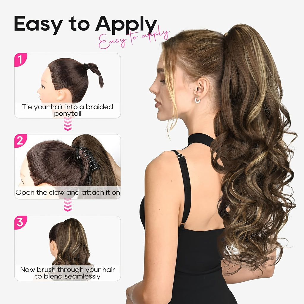 14-Inch (35 cm) Loose Curly Pear Wave Ponytail Extension for Women, Heat-Resistant High Temp Fiber, All-Season Party & Daily Wear