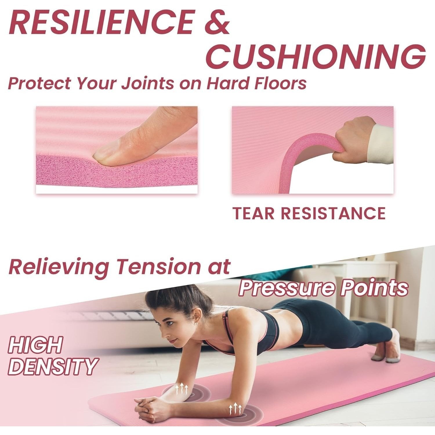 BalanceFrom 1" (25 mm) Extra Thick Yoga Mat - 71 in x 24 in (180 x 61 cm) High-Density Non-Slip Pilates & Exercise Mat with Carry Strap