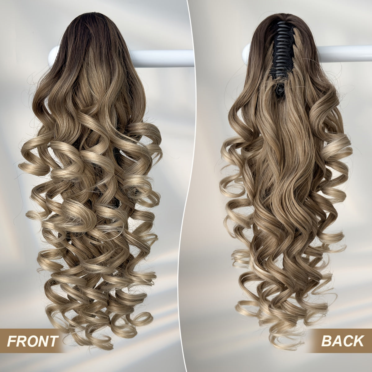 YUSULAXI 20-inch (50 cm) Claw Ponytail Extension - Heat-Resistant Synthetic Natural-Look Hair with Secure Claw Clip, Brown/Blonde/Red/Gray/White