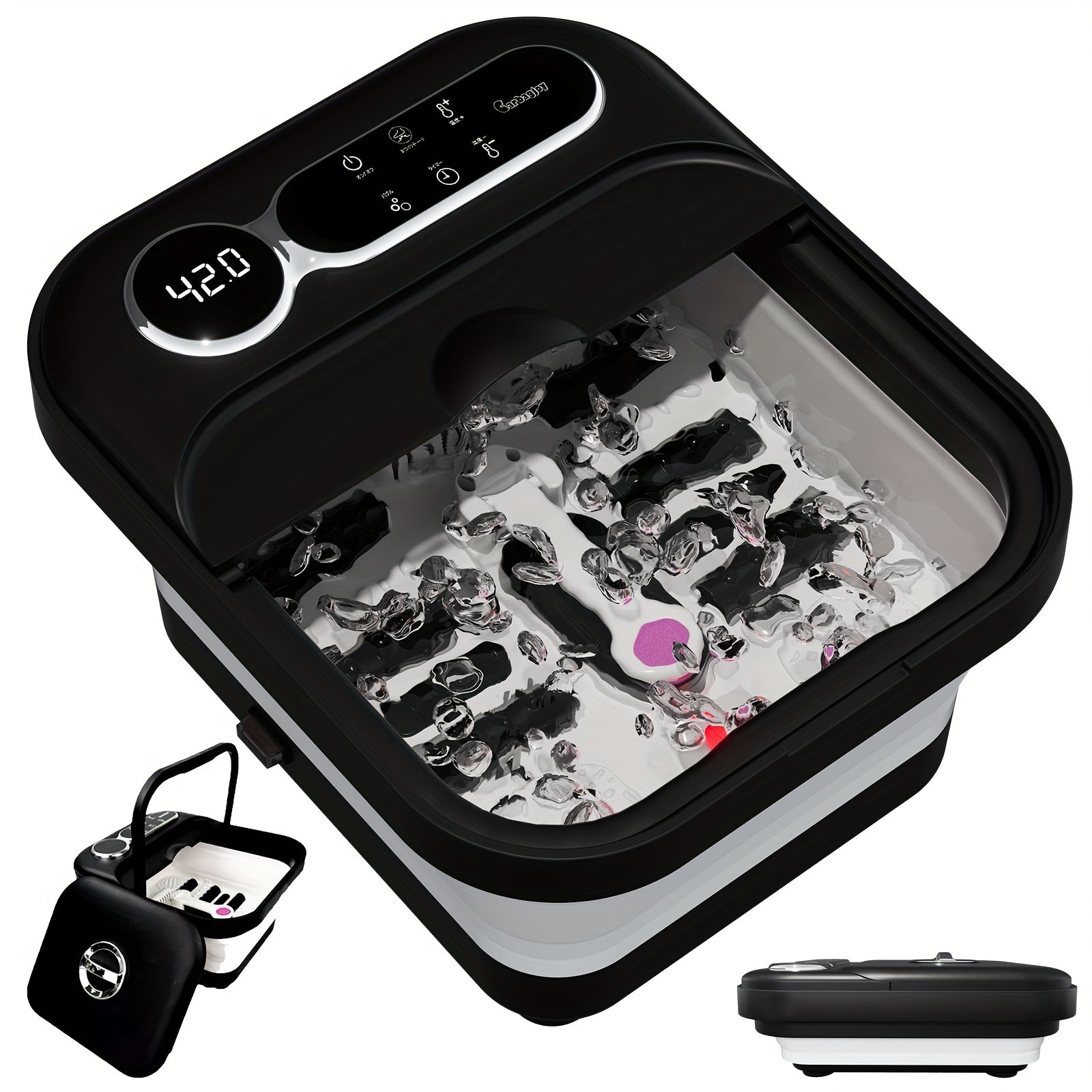 Collapsible Foot Spa & Massager with Heater, Temperature Control, Bubbles, 6 Massage Rollers, Vibration & Red Light — Foot Bath Soak, Ideal Mother's Day Gift