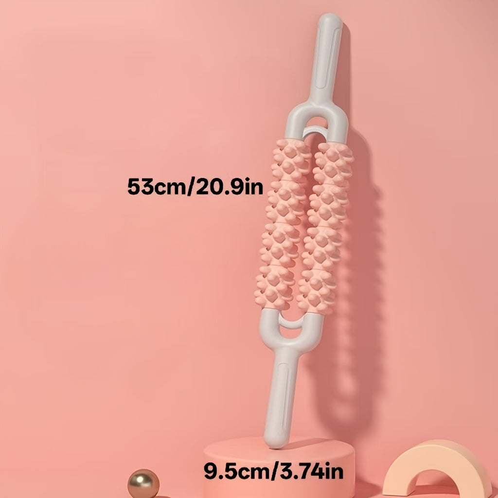 8-Roll Manual Handheld Massager with Soft & Firm Nodes, Phthalate-Free Portable Muscle Roller for Neck, Back & Legs, Pink/Blue — Ideal Gift for Seniors