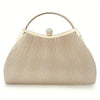 Ruched Ring-Handle Evening Clutch - Rhinestone Embellished Prom & Wedding Purse