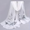 Floral Chiffon Scarf for Women - Lightweight Long Shawl with Yellow & Red Flower Print on Black