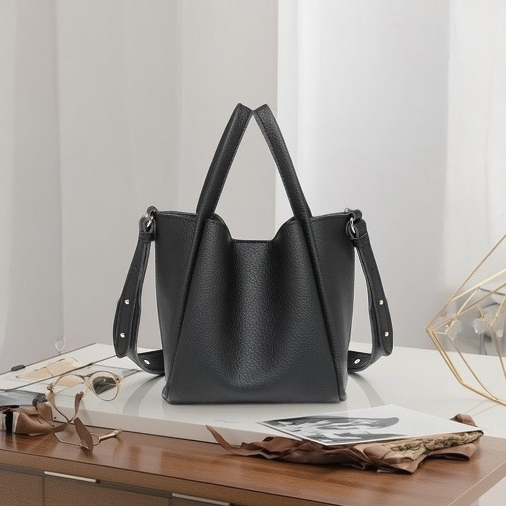 Women's Large Retro Bucket Handbag - Structured Round-Top Tote with Gold Hardware, Mustard Yellow/Black Crossbody Shoulder Bag for Travel & Everyday