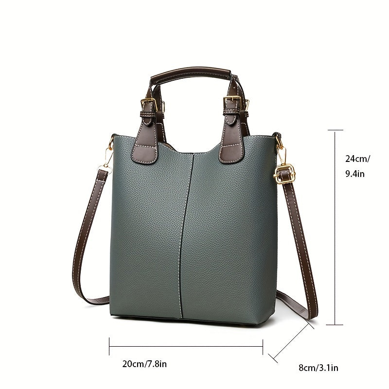 Elegant Women's Mini Bucket Bag – Lightweight PU Leather Handbag with Removable Strap, Zipper Closure & Painted Edge Detail