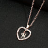 Alphabet Heart Pendant Rhinestone Necklace