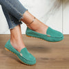 Women's Round Toe Slip-On Loafers with Ankle Chain, Fabric Upper and PU Sole