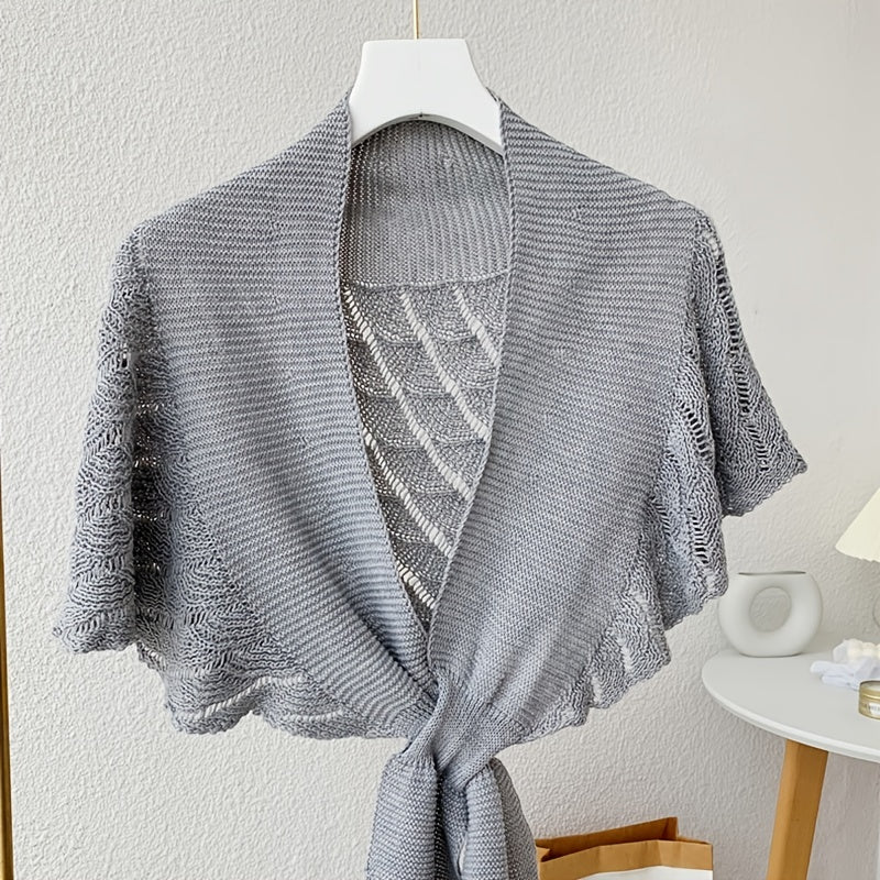 Lightweight Openwork Yarn Shawl - Women's Polyester Casual Wrap, Machine Washable Layering Scarf