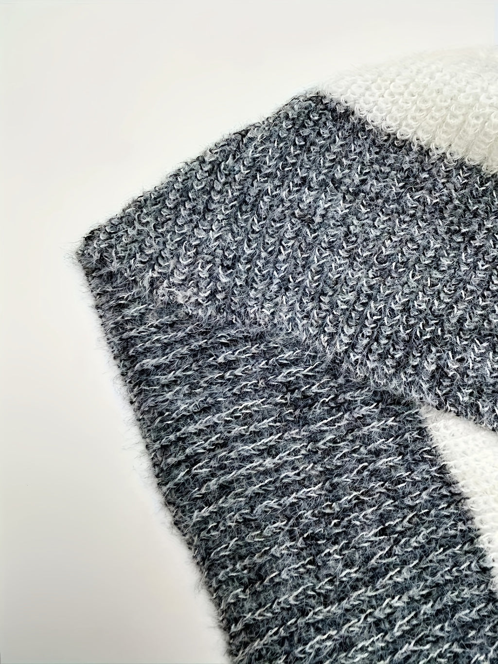 Color Block Fuzzy Knit Sweater Dress – Crew Neck Drop Shoulder Lantern Sleeves for Fall & Winter