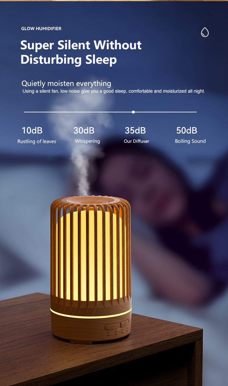 Ultrasonic 150ml (5.07 oz) Aroma Diffuser Humidifier — USB Mini Essential Oil Diffuser with 7-Color LED, Quiet Timer, Birdcage Design for Bedroom & Office