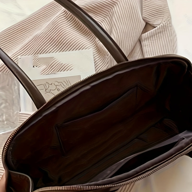 Vintage Chic PU Baguette Shoulder Bag for Women - Zipper Closure, Fixed Shoulder Strap, Spacious Underarm Handbag (Red, Green, Tan)