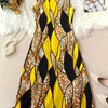 Plus Size A-Line Sleeveless Midi Dress, Red & Black Geometric Print, Round Neck Fit & Flare