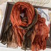 Gradient Blue Pleated Scarf - Lightweight Breathable Viscose Shawl Wrap, Boho Beach & Casual Long Scarf
